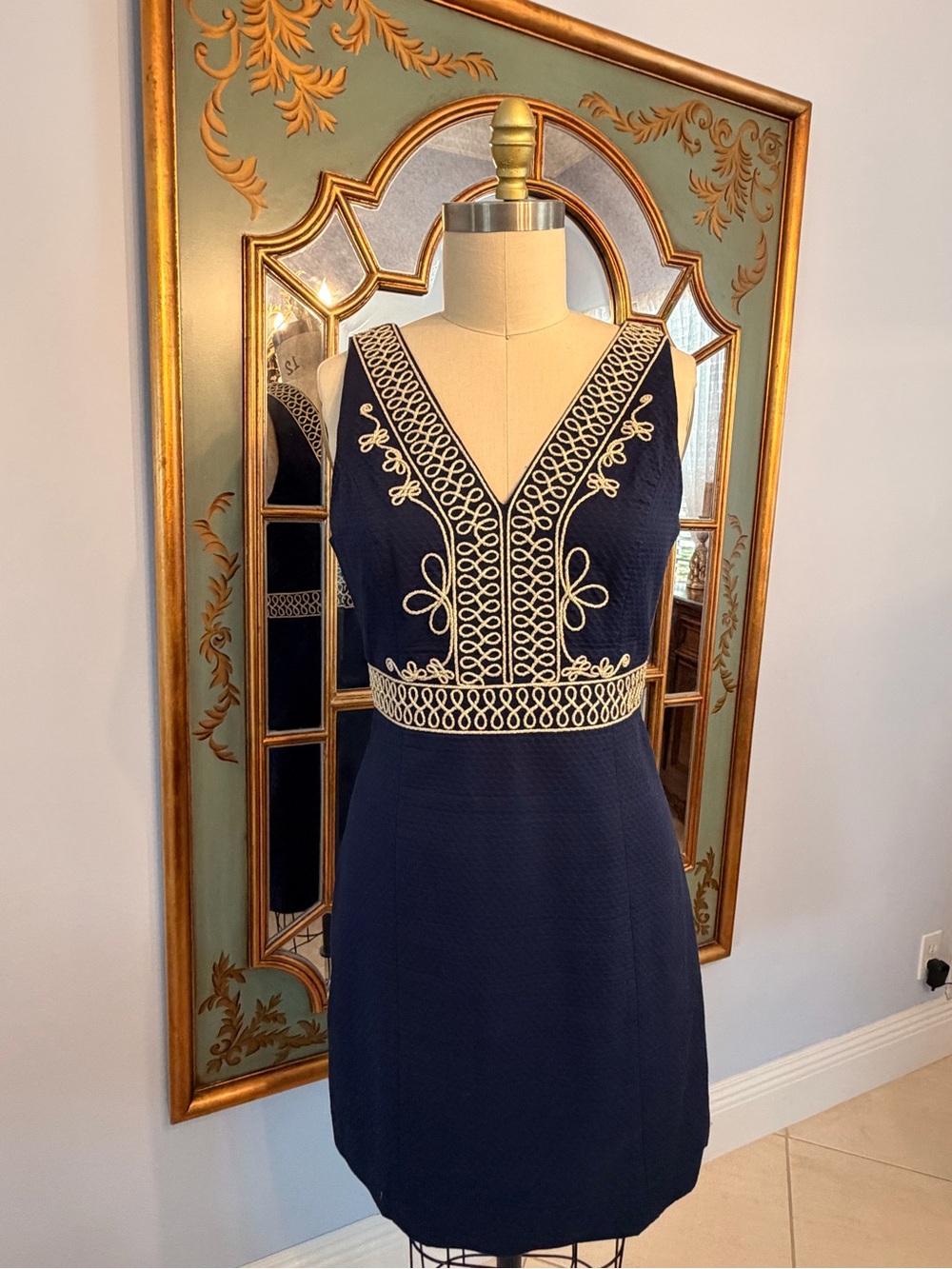 Lilly Pulitzer Navy Mini Dress with Cream Embroidery
